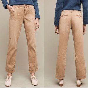 Pilcro Anthropologie splatter painted chino khaki